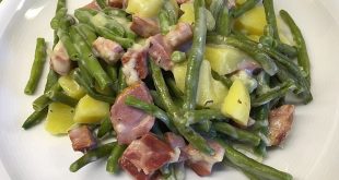 Kasseler-Pfanne mit Kartoffeln, Bohnen und Käse überbacken