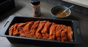 Räuberbraten im Ofen mit knuspriger Kruste und Zwiebel-Knoblauch-Füllung