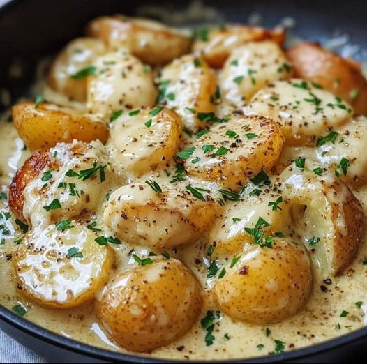 Kartoffeln in cremiger Knoblauchsoße - REZEPTE VON HEUTE